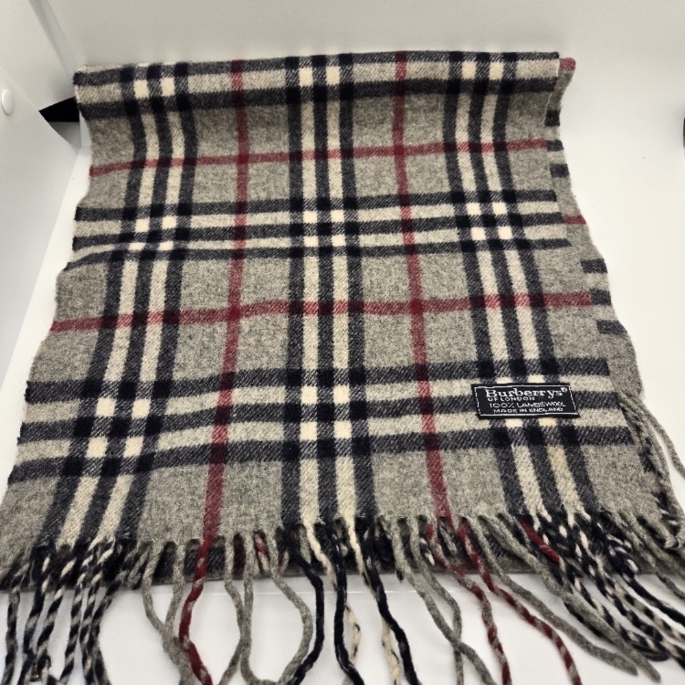 Burberry Gray Plaid Scarf